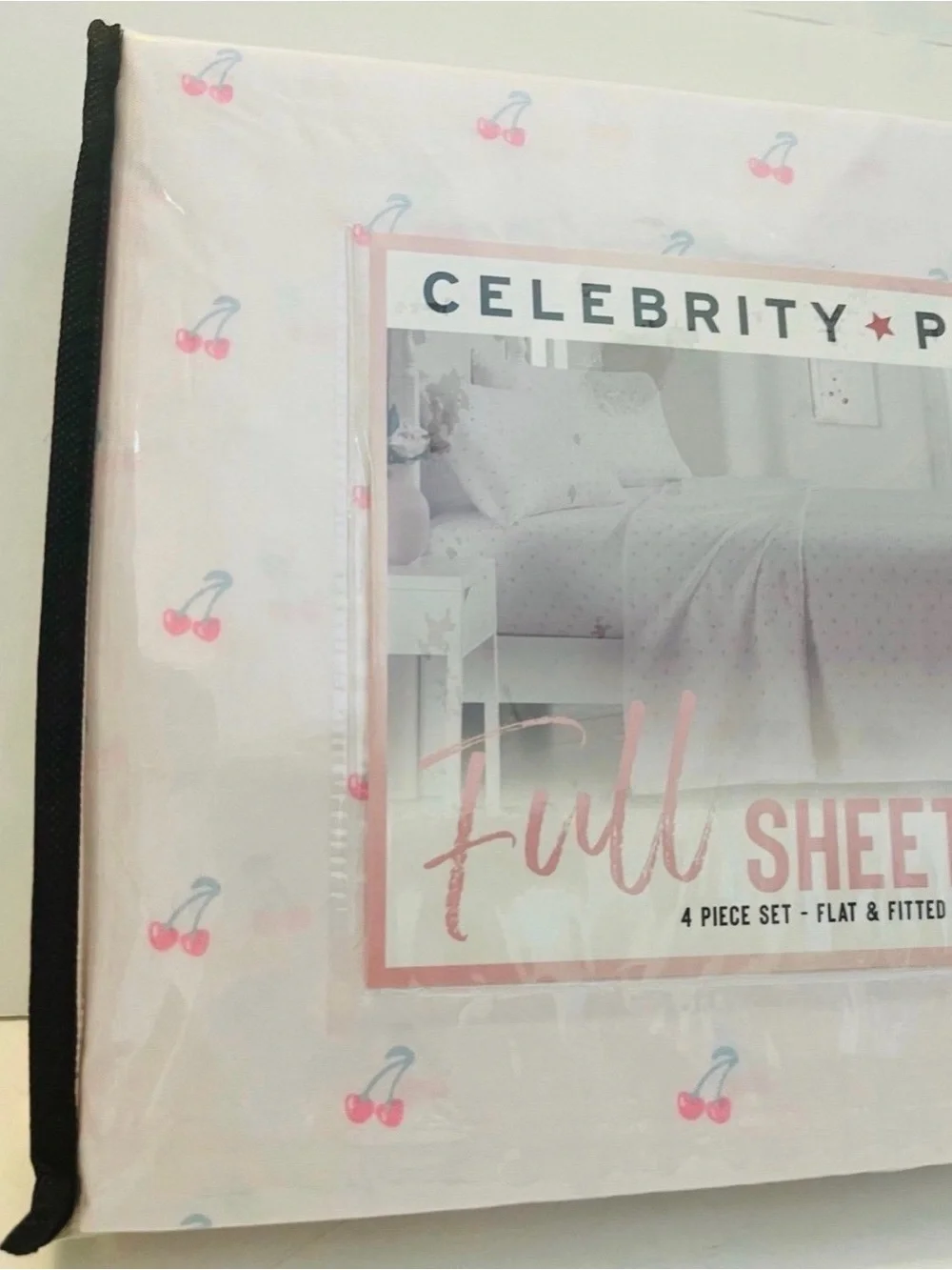 Celebrity Pink Full Size Sheet Set Soft Pink with Cherries